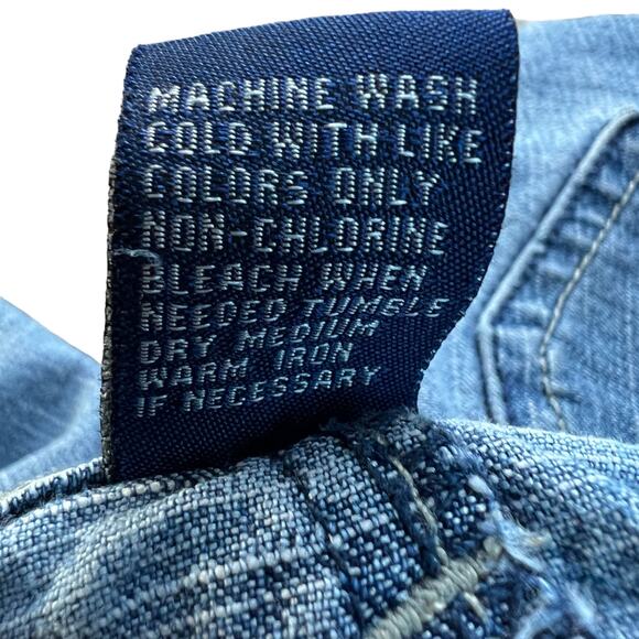 Vintage Denim Maxi Skirt Baccini Womens 12 Distressed Boho Festival 90s Y2K - Picture 9 of 13